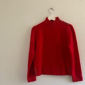 Vintage Ralph Lauren 100% Wool Red Button-Detail Women's Sweater
